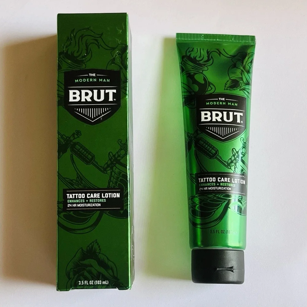 Brut Tattoo Care Lotion 3.5oz New In Box 24HR Moisturizing Enhancing Cream